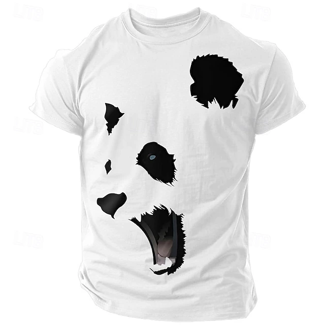 Men's Panda T Shirt Short Sleeve T shirt 3D Print Crew Neck Shirt Fashion Athleisure Street Sports Outdoor White Dark Green Dark Gray Summer Spring Clothing Apparel S M L XL XXL XXXL 6