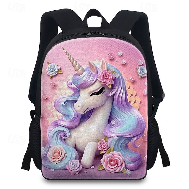  キッズ 男の子 バックパック スクールバッグ 学校 アウトドア 日常 ポリエステル 大容量 ライトウェイト 耐久 ジッパー プリント ピンク パープル