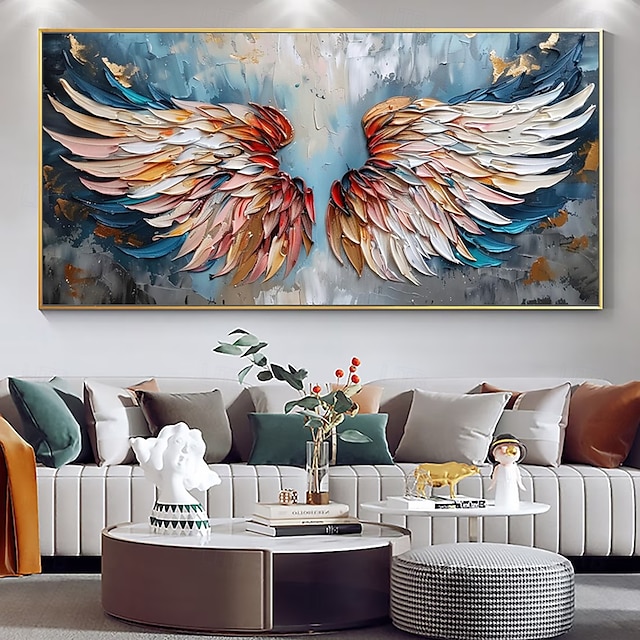  Mintura Handmade Abstract Wings Oil Paintings On Canvas Wall Art Decoration Modern Abstract Feather Picture For Home Decor Rolled Frameless Unstretched Painting