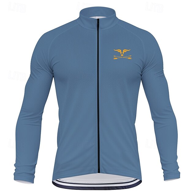 Men's Cycling Jersey Graphic Long Sleeve Bike Tee Tshirt Top with 3 Rear Pockets Mountain Bike MTB Road Bike Cycling Quick Dry Front Zipper Wicking Sports Blue Green Khaki Clothing Apparel4
