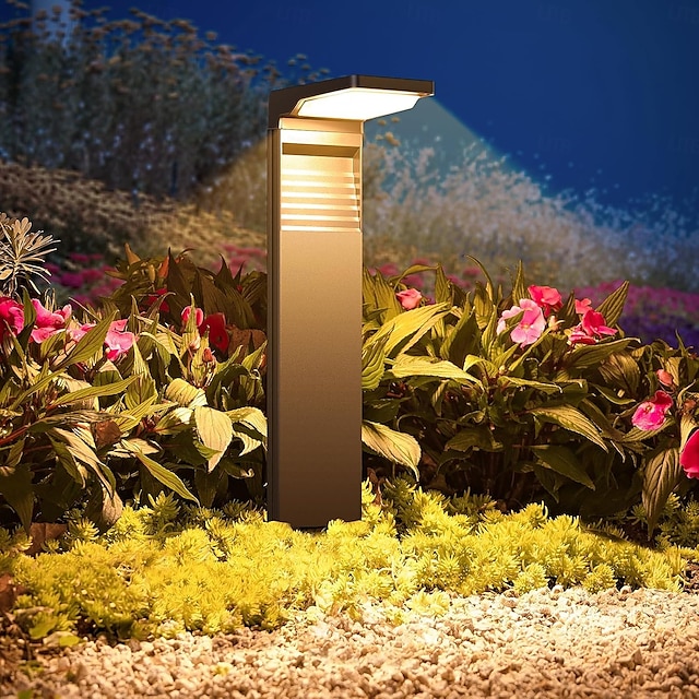  Lampes solaires à LED pour allée, éclairage d'extérieur, paysage lumineux et étanche, pour cour, patio, arrière-cour, pelouse, allée, jardin, décoratives avec lumière blanche chaude et froide