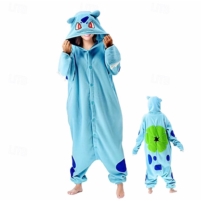  Karneval Djur Gruppdräkt Onesie kostym Karnevalsdräkt Tecknat Bulbasaur Gengar Onesie-pyjamas Kigurumi pyjamas Berlock Rolig kostym För Barn Vuxna Herr och Dam Pojkar och flickor Karnival Tecknad