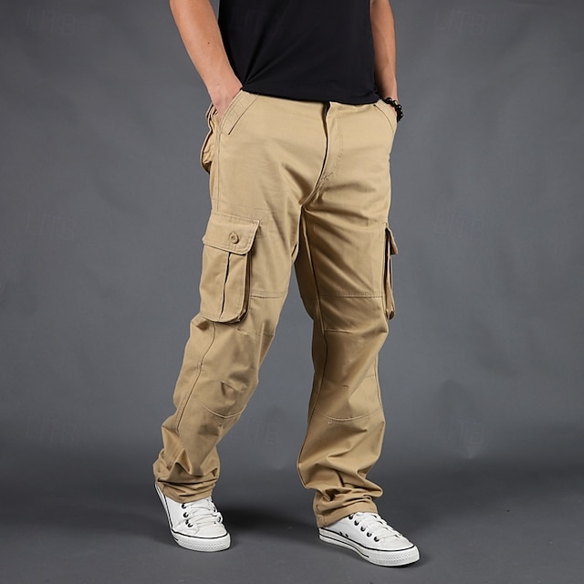  Per uomo Pantaloni cargo Pantaloni tattici Pantaloni Pantaloni da escursione Bottoni Multi tasca Liscio Indossabile Esterno Giornaliero Campeggio e hiking Di tendenza Classico Grigio verde Verde