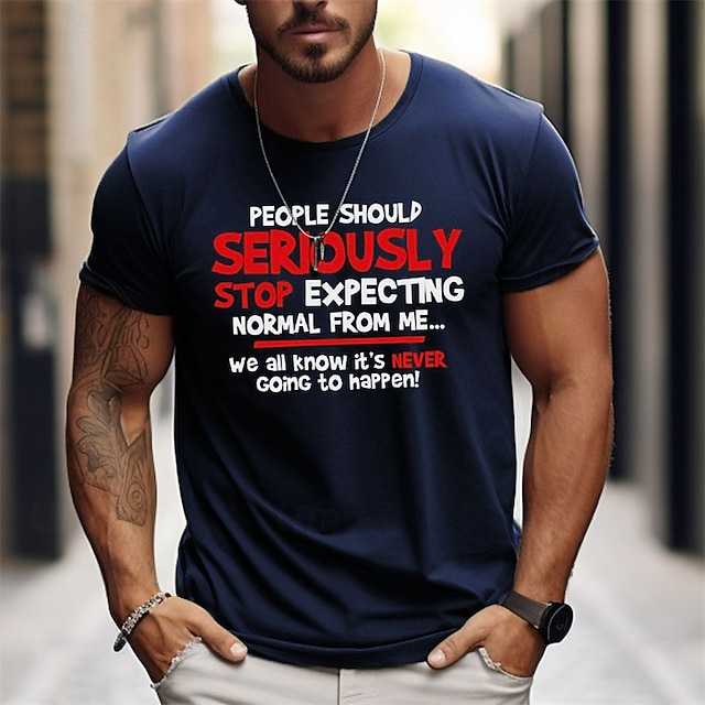  Homme Lettre Impressions Graphiques T-shirt T-shirt graphique Coton Manche Courte Graphique Chemise Noir Gris foncé Vert Véronèse T-shirt confortable Extérieur Rue Vêtements de créateurs de mode