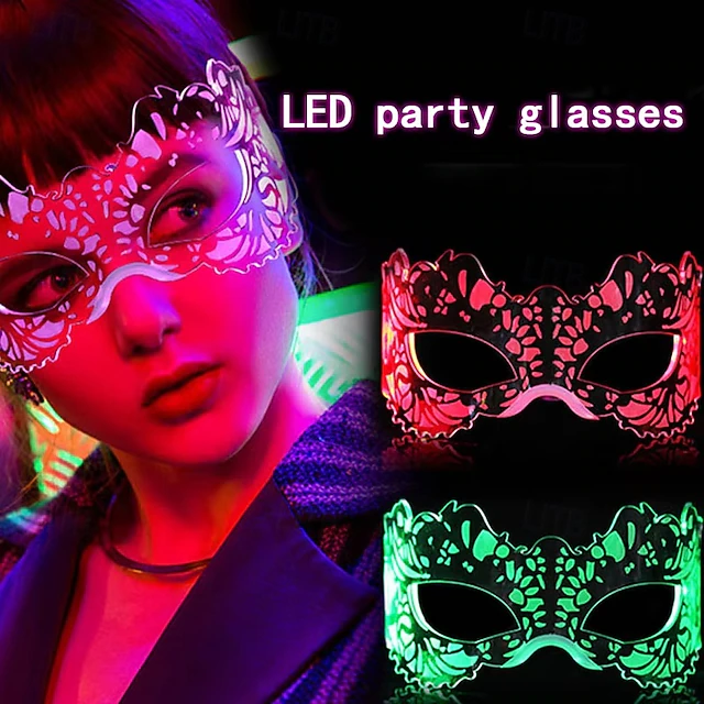 LED Mask Luminous Colorful LED Light Up Glasses Glowing Neon Light for Halloween Carnival Party Nightclub DJ Dance Party Decor Festival Rave Concert Bar Props 8