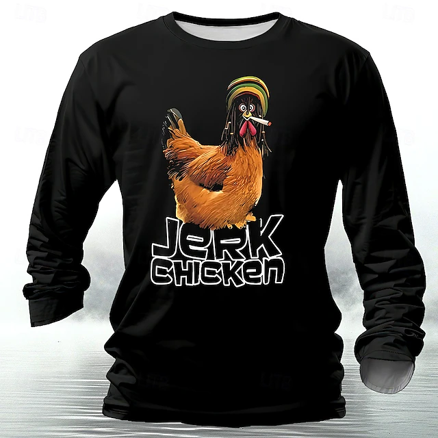 Men's Chick Funny T Shirt Long Sleeve T shirt 3D Print Crew Neck Shirt Designer Retro Vintage Street Casual Daily Black Summer Spring Fall Clothing Apparel S M L XL XXL XXXL4