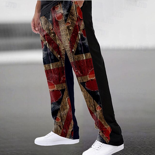 Men's Joggers Straight Leg Sweatpants Drawstring Pocket Graphic Full Length Outdoor Party Casual Vintage Black Micro-elastic4