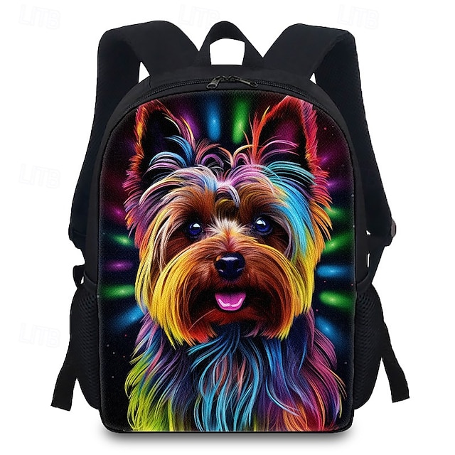  カラフルな犬のアートプリントのバックパック - 男の子、女の子、十代の犬好きの方のための大容量のスクールバッグ。学校や普段使いにぴったりのスタイリッシュなポップアートのブックバッグ。