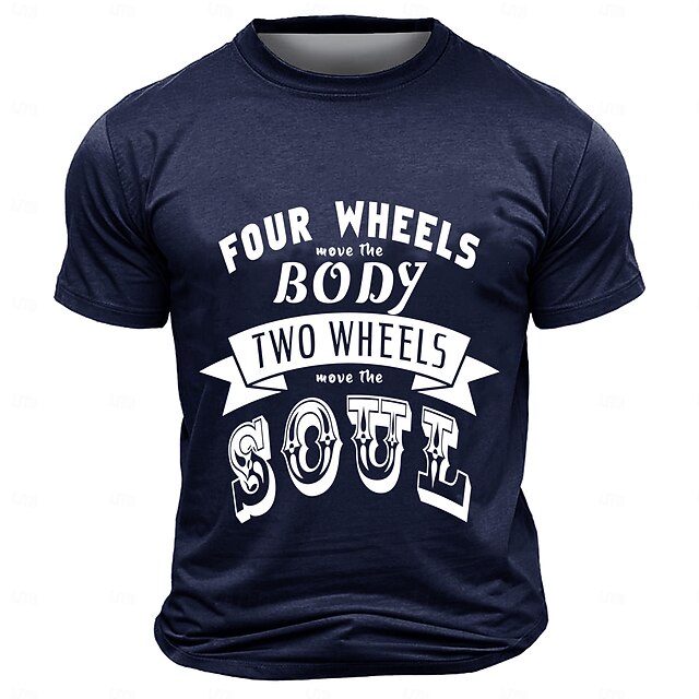 Men's Text T Shirt Short Sleeve T shirt 3D Print Crew Neck Shirt Fashion Athleisure Street Sports Outdoor Dark Blue Summer Spring Clothing Apparel S M L XL XXL XXXL4