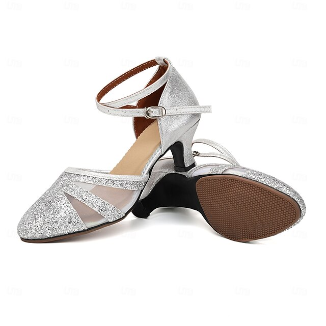 HW Women's Bronze Customized Heel Satin Strappy Dance Shoes Latin Dance Shoes main image 1