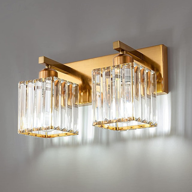  led vnitřní nástěnné svítidlo teplé bílé 2/3/4-světle americké jednoduché světlo luxusní křišťálové průmyslové nástěnné svítidlo do koupelny ložnice 110-240v