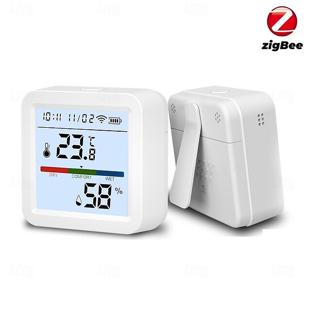  Thermometer Hygrometer Smart Thermometer for Home LCD Backlight with Detachable Stand Digital Temperature Humidity Sensor Real-time Monitoring Recordin ZigBee WiFi
