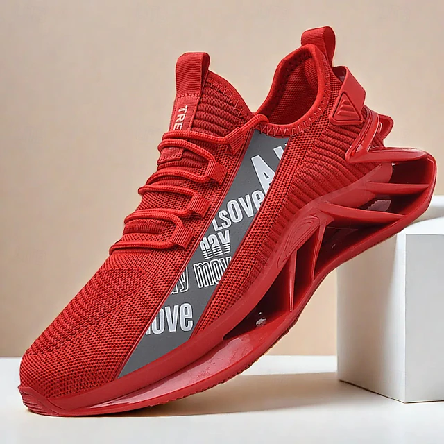 Men's High-Performance Athletic Sneakers in Vibrant Red – Lightweight, Breathable, and Durable Design for Running and Sports 14