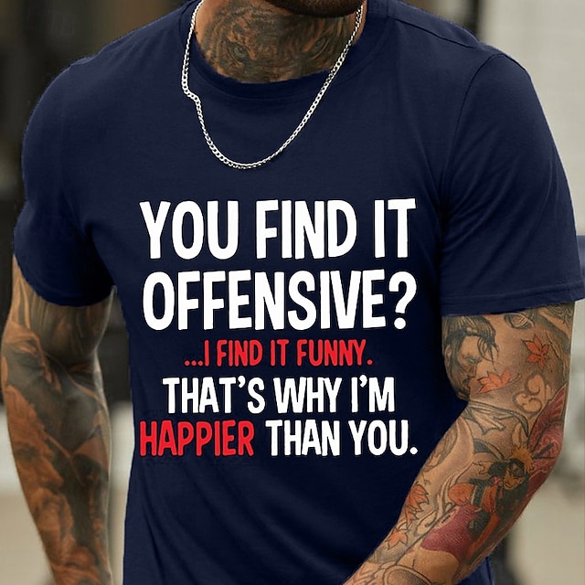  Herre Bogstaver T-shirt Afslappet stil 100 % bomuld Kortærmet Grafisk Skjorte Heather Grey Sort Mørkeblå Komfortabel t-shirt Ferierejse Afslappet Modedesigner tøj
