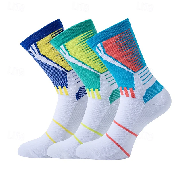 Men's 1 Pair Socks Running Socks Casual Socks Blue Green Color Color Block Sports & Outdoor Daily Vacation Basic Medium Spring Fall Fashion Casual 8