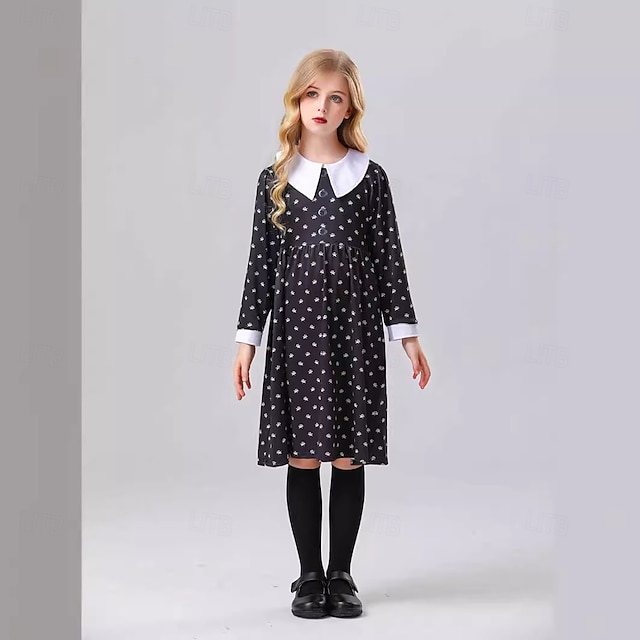  Wednesday Addams Addams family Wednesday Dress Girls' Movie Cosplay Cosplay Masquerade Dailywear