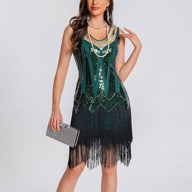  Danse latine Robe Paillettes Gland Fantaisie Femme Utilisation Entraînement Sans Manches Taille haute Polyester