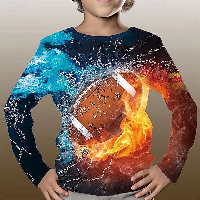  Da ragazzo 3D Pop art Felpa Manica lunga Primavera Autunno Di tendenza Essenziale Bambino 4-12 anni Girocollo Esterno Informale Giornaliero Standard