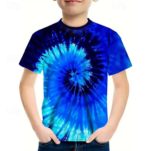 Boys 3D Graphic Tie Dye T shirt Tee Short Sleeve Summer Spring Fashion Basic Kids 4-12 Years Crew Neck Outdoor Casual Daily Regular Fit3