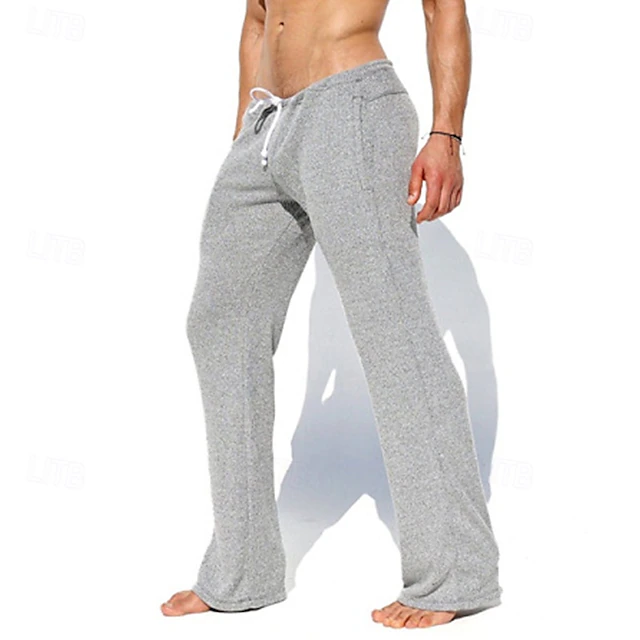 Men's Sweatpants Trousers Casual Pants Knit Pants Drawstring Elastic Waist Plain Comfort Soft Full Length Yoga Daily Gym Sports Athleisure Light Grey Dark Gray Micro-elastic 6