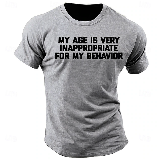 Men's Funny Letter Print T Shirt Tee Top 100% Cotton Short Sleeve Graphic Shirt Heather Gray Black Light Blue Comfortable Tee Street Sports Outdoor Fashion Designer Clothing 6