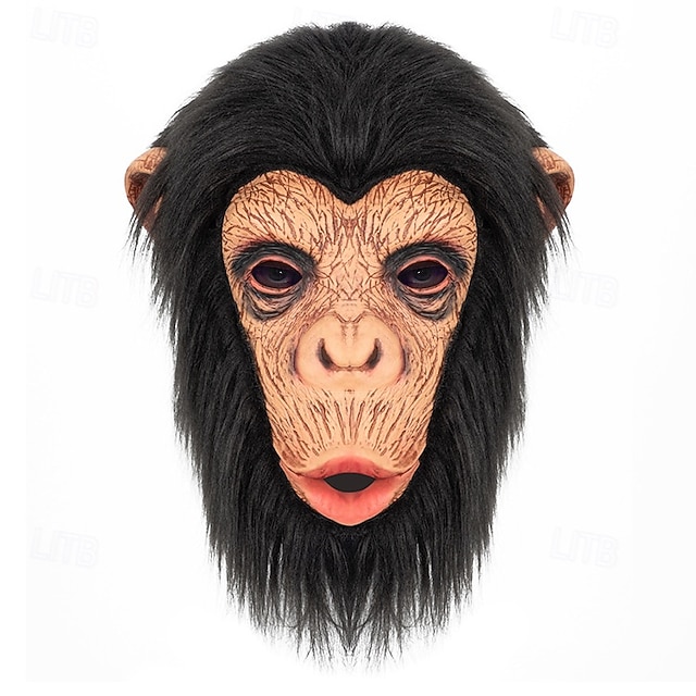  Maschera da scimmia Cesare per Halloween per adulti, maschera in lattice per costumi spaventosi realistici, copricapo in lattice da gorilla per feste di Halloween, cosplay o scherzi.
