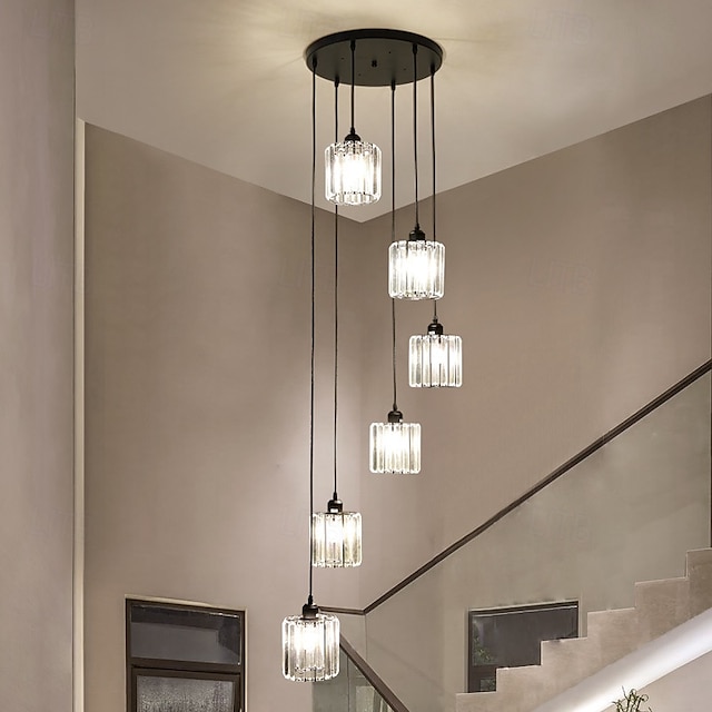  csillár led kristály 6/9 fényű süllyesztett lámpák csigalépcső hosszú csillár villa lépcső könnyű duplex csillár 110-240v