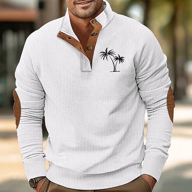  Herren Sweatshirt Pullover Sweatshirt mit Viertelreißverschluss Schwarz Weiß Marineblau Grün Troyer Halber Reißverschluss Farbblock Baum Sport & Natur Täglich Festtage Kord Strassenmode Basic