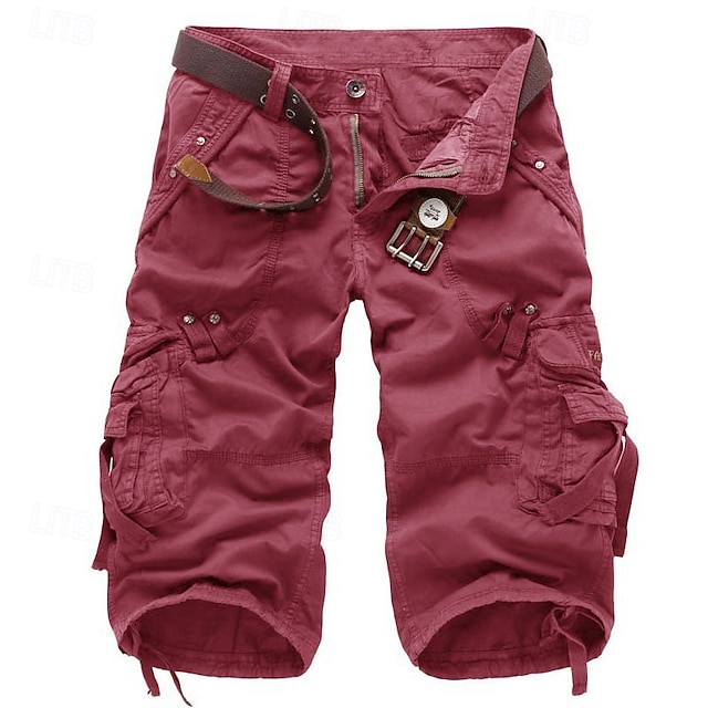  Men's Cargo Shorts Shorts Capri Pants Multi Pocket Straight Leg Solid Colored Comfort Wearable Calf-Length Outdoor Daily Sports Stylish Yellow Army Green