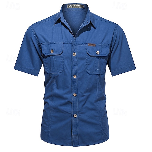  Per uomo Camicia Camicia Estiva Camicia casual Camicia con Bottoni Camicia cargo Blu denim Nero Giallo Rosso Kaki Manica Corta Semplice Colletto a Camicia Vacanza Camicia hawaiana Tasca Abbigliamento