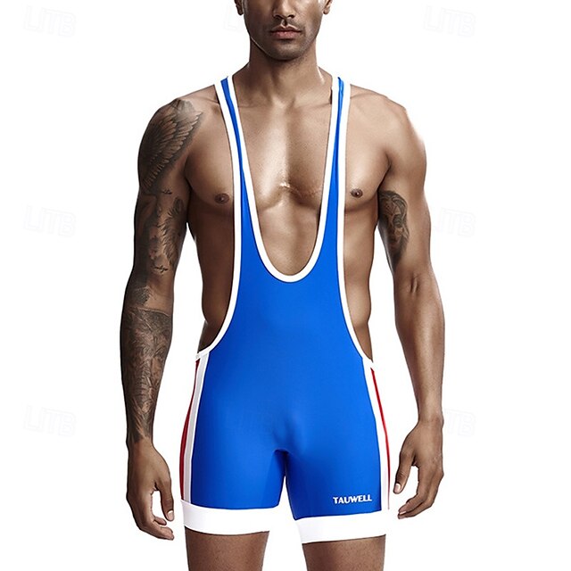  Herre Brydedragt Body Shaping Jumpsuit Formet beklædning Åndbart Hurtigtørrende Høj Stretch Sommer Forår Polyester Udendørs Vandring Løbe Sort Hvid Marineblå