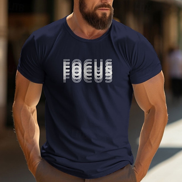  Herr 3D Print Bokstav Grafiska tryck T-shirt Grafiska utslagsplatser 100 % bomull Kortärmad Grafisk Skjorta Svart Vit Vin Bekväm t-shirt Utomhus Gata Modedesignerkläder
