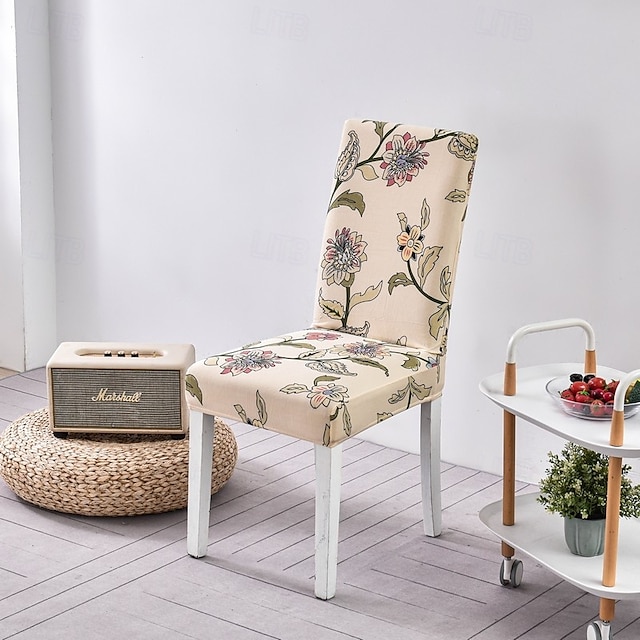  kukkainen ruokapöydän tuolin päällinen super fit venytys irrotettava pestävä korkea selkänojallinen ruokapöydän tuolin päällinen istuinpäällinen hotellin ruokasalin seremoniaan juhla hääjuhliin