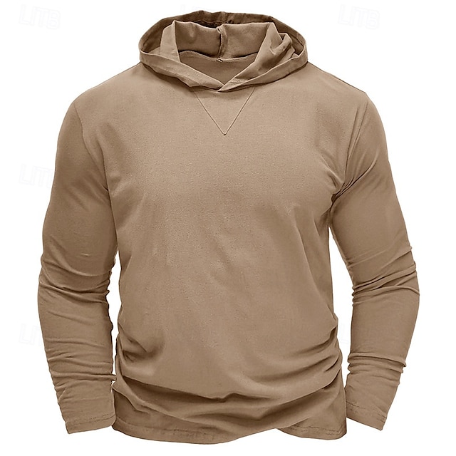  Hombre Sudadera Negro Blanco Verde Ejército Azul Real Caqui Con Capucha Plano Deporte Diario Festivos Algodón Ropa de calle Básico Casual Primavera & Otoño Ropa Sudaderas con capucha Sudaderas