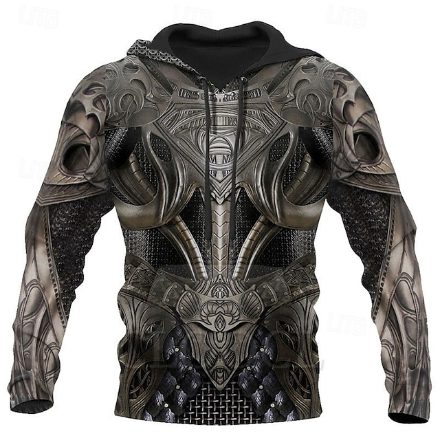  Férfi Grafikai nyomatok Viking Kapucnis felsőrész Kapucnis felsők Pulóver Pulóver kapucnis pulóver Hosszú ujj Kapucnis pulóver Kapucni Utcai sikk 3D nyomtatás Napi Sport Fekete Nyomtatott Tavasz & Ősz
