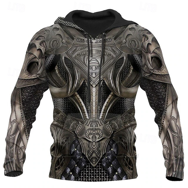 Men's Graphic Prints Viking Hoodie Hoodies Sweatshirt Streetwear Basic Long Sleeve Hooded Daily Sports Black Print Spring & Fall Designer4