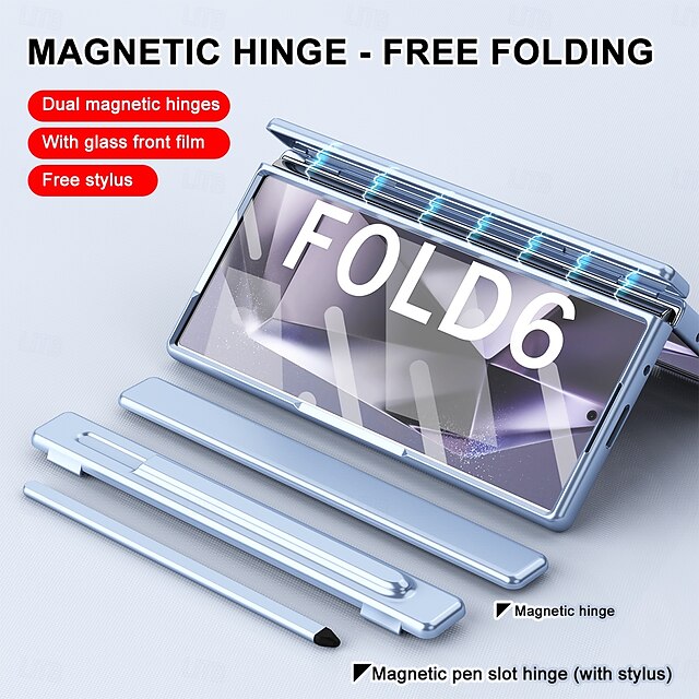  Чехол для телефона для Samsung Galaxy Z Fold 6 Z Fold 5 Z Fold 4 Z Fold 3 Задняя крышка с защитой экрана Магнитный Полноразмерный защитный Ретро броня PC