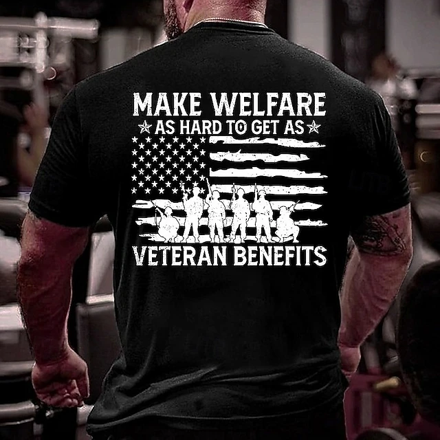 Veterans Day Men's Patriot Patriotic Veteran American US Flag Patriotism T shirt Short Sleeve T shirt 3D Print Crew Neck Shirt Fashion Athleisure Street Sports Outdoor Black White Blue Summer Spring 6