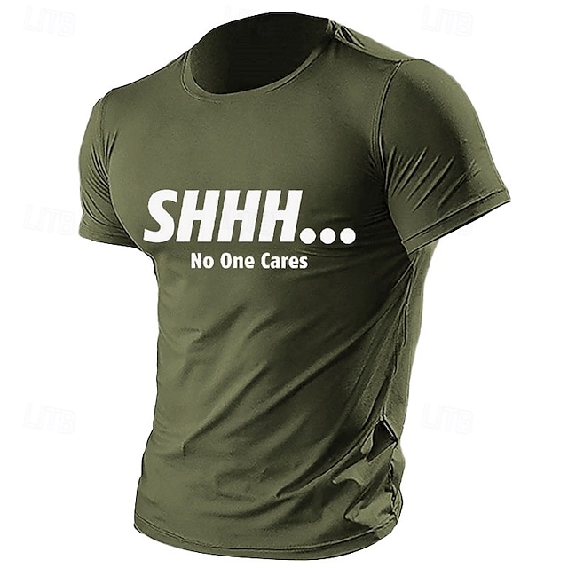  Men's Text / Number T Shirt Tee Top Cotton Short Sleeve Graphic Shirt Army Green Comfortable Tee Vacation Street Fashion Designer Clothing