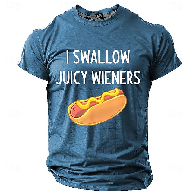 Funny Men's Graphic T-Shirt: 'I Swallow Juicy Wieners' Hot Dog Pun Humor 6