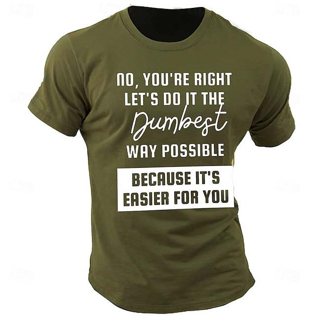 Men's Letter Printed Funny T Shirt Tee Top 100% Cotton Short Sleeve Graphic Shirt Heather Gray Black Army Green Comfortable Tee Street Sports Outdoor Fashion Designer Clothing 6