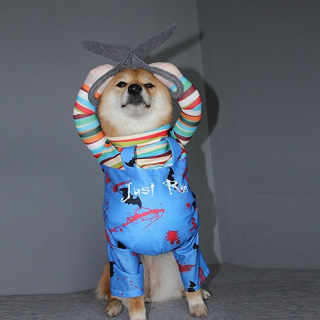  Hund Katt Halloweendräkter Dräkter / Kostymer Chucky Läskig kostym Cosplay Halloween Utomhus Halloween  Kläder för hundvalp
