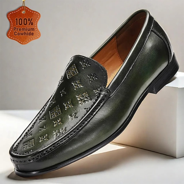  Per uomo Mocassini e Slip-Ons Mocassini Classici Di pelle Pelle Traspirante Comodo Antiscivolo Mocassino Nero Verde Autunno Inverno