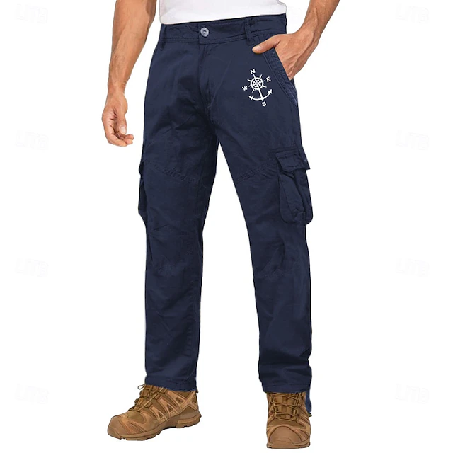 Men's Cargo Pants Cargo Trousers Work Pants Multi Pocket Graphic Sailboat Outdoor Full Length Outdoor Sports Outdoor Casual Sports Fashion Army Green Khaki Micro-elastic 9