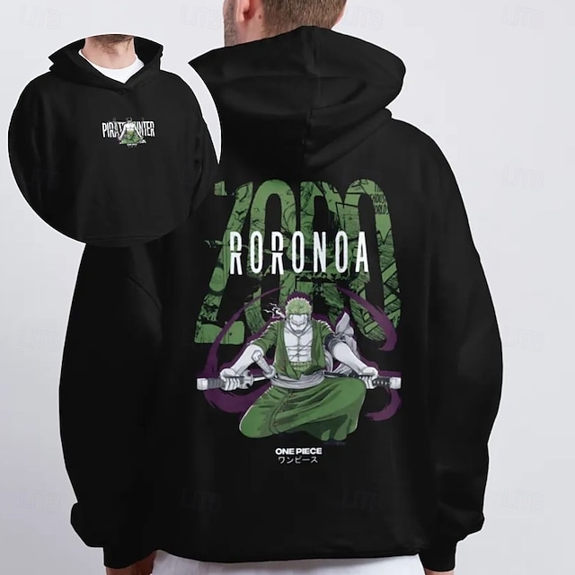  One Piece Roronoa Zoro Hattetrøje Pullover Trykt mønster Graphic Til Par Herre Dame Voksne Maskerade Varmstempling Fest Fritid / hverdag