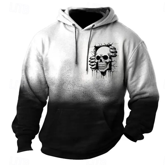  Per uomo Ombre Felpa con Cappuccio Felpe con cappuccio Felpa Moda Quotidiano Manica Lunga Con Cappuccio Feste Nero Stampa 3D Autunno Inverno progettista