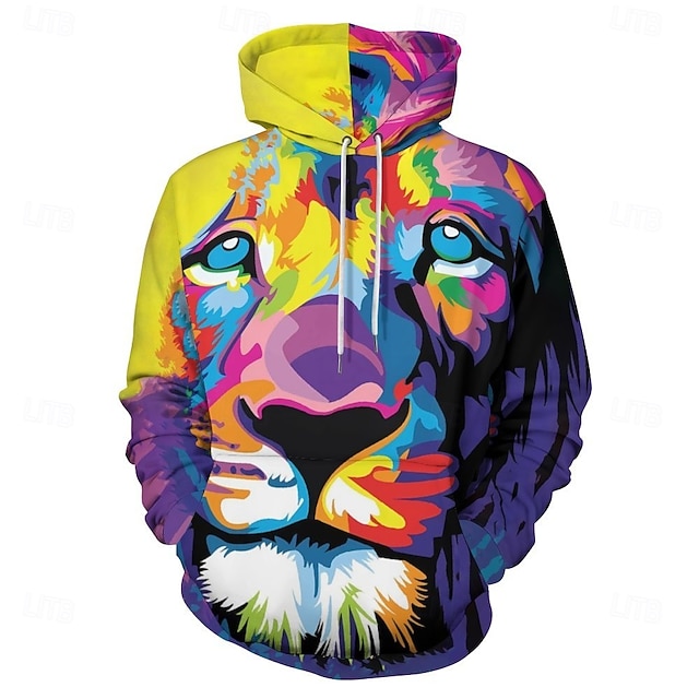  Herre Hattetrøje Hættetrøjer Sweatshirt Mode Daglig Langærmet Hætte Ferierejse Streetwear Lysegul Printer Vinter Forår & Vinter Designer