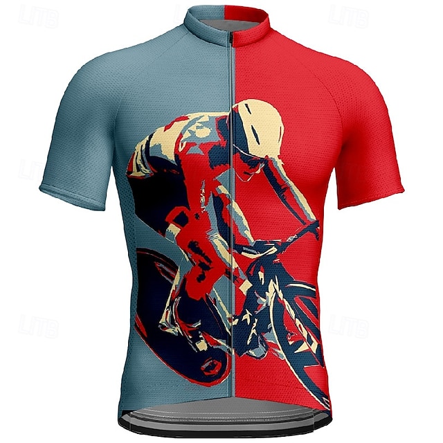  Pánské Cyklodres Krátký rukáv Kolo Tričko Dres se 3 zadními kapsami Horská cyklistika Prodyšné Rychleschnoucí Anatomický design Odvod Námořnická modř Modrá Grafika Sportovní Oblečení
