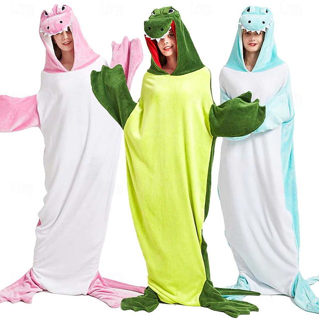 Couples Dinosaur Crocodile Costume Kigurumi Pajamas Halloween Group Couples Costumes Adults' Unisex Funny Costume Party Home Halloween Carnival Easy Halloween Costumes 11