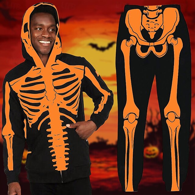  Halloween Teschio dello scheletro Completi Felpa con cappuccio Tuta da ginnastica Manga 3D Grafica Per Da coppia Per uomo Per donna Per adulto Halloween Carnevale Mascherata Stampa 3D Casual